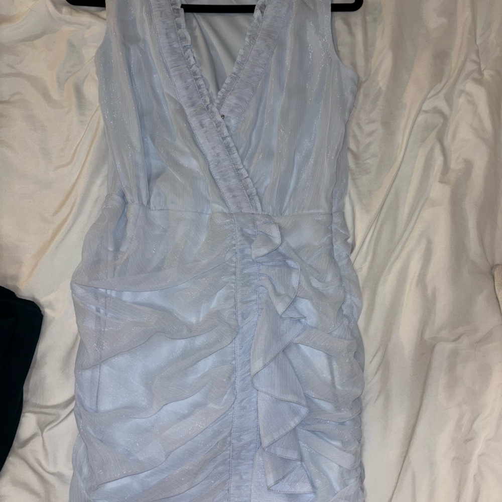 Aqua Light Blue Ruffled Dress